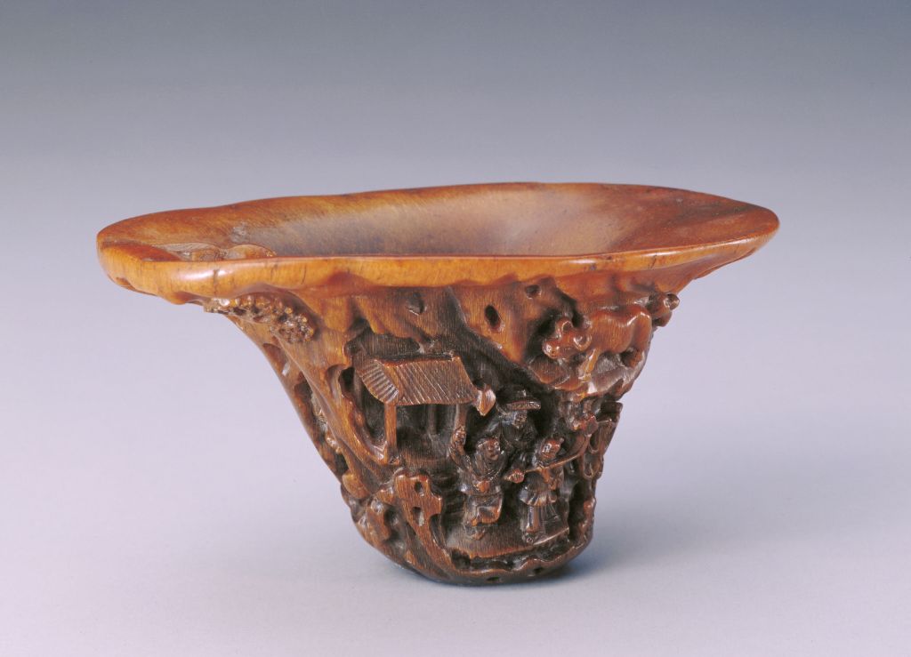 图片[1]-Rhinoceros horn carved animal story cup-China Archive